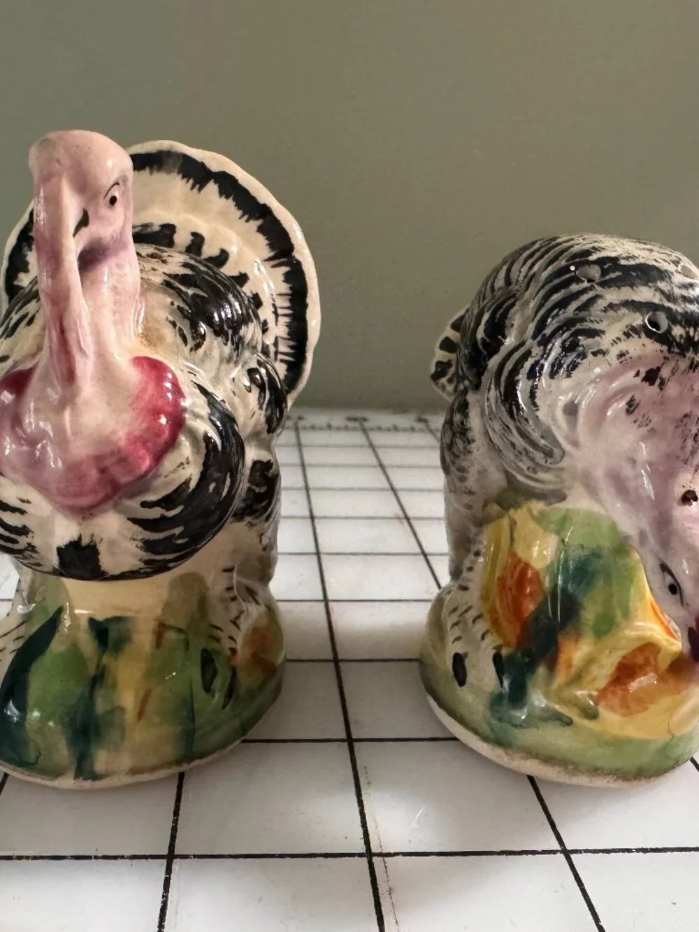 Vintage Turkey Salt Pepper Shakers Made in Japan Hand Painted Thanksgiving Set